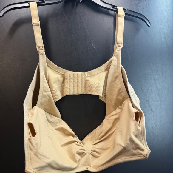 Hofish Nursing Pumping Bra Women XXL Tan Seamless Hands Free Maternity Comfort - Picture 4 of 7